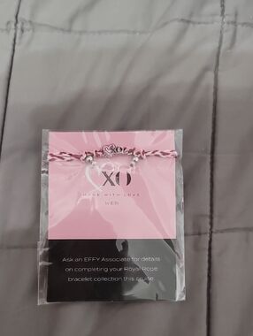 Effy Pink and White Braided Cord XO Charm Bracelet